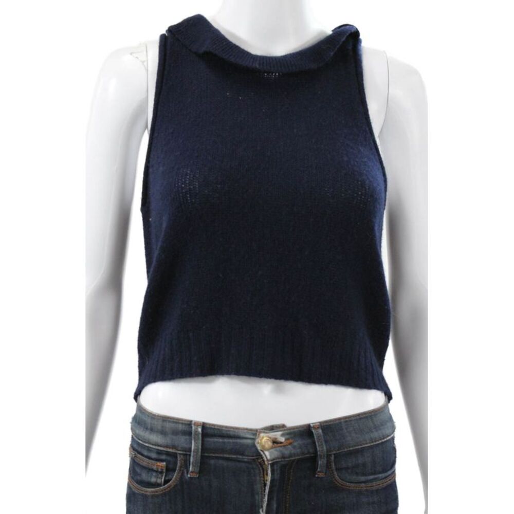 3.1 Phillip Lim Womens Wool Cowl Neck Sleeveless Vest Sweater Blue Size XS